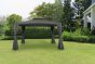 Fresh green grass smooth lawn as a carpet with curve form of bus