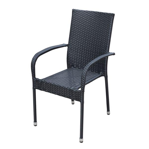 Louise høj stabelstol - 4-robe polyrattan - Sort