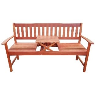 3-Personers Havebænk I Eukalyptus Med Indbygget Bord.