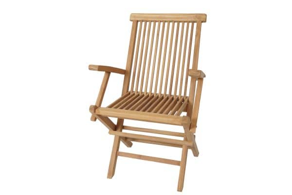 Klassisk foldestol i elegant teakdesign - Med armlæn