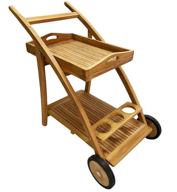 Serveringsvogn I Silver Teak Træ