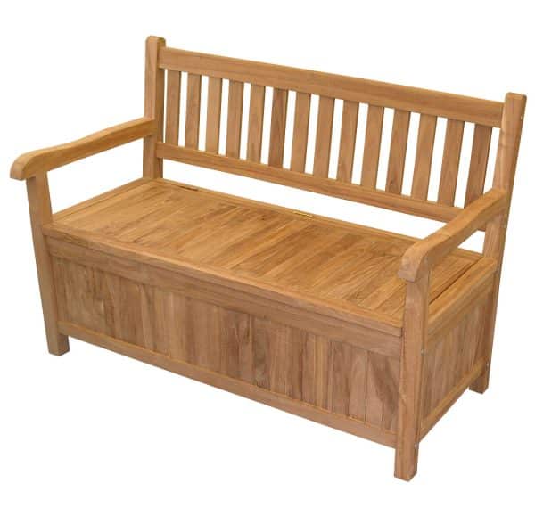 Vejrbestandig Havebænk  i silver teak med Funktionel Opbevaringsplads