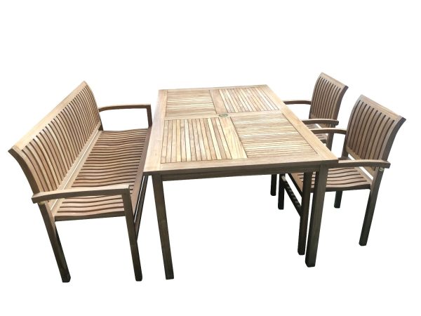 Classic Havemøbelsæt Bænk I Luksus Teak - 100x160xH75