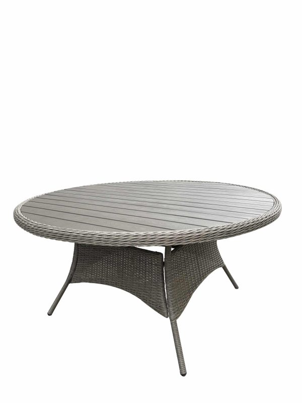 Sofia havebord i gråmix Polyrattan med nonwood lameller - Rundt, flere størrelser - Ø150