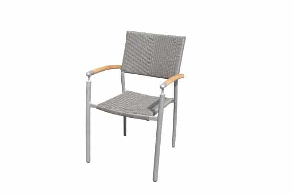 Era Stabestol I Polyrattan Med Teak Armlæn Og Aluminiums Stel - Flere Farver - Grå