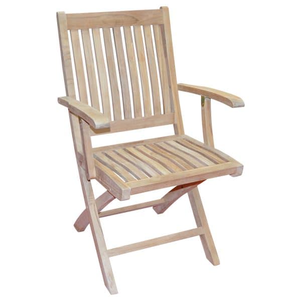 Cambridge Foldestol Med Armlæn - Silver Teak