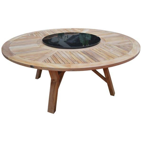 Rørvig Havebord Med Granit Drejeskive - Silver Teak