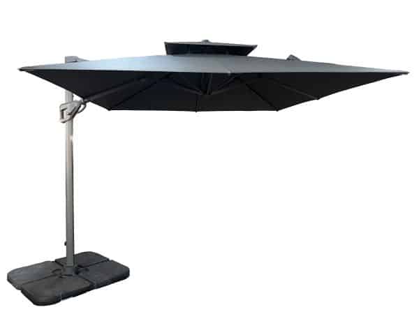 New Roma Firkantet Multi-Tilt Hængeparasol - 3x3m. - Flere farver - Antracit