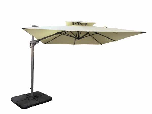 New Roma Firkantet Multi-Tilt Hængeparasol - 3x3m. - Flere farver