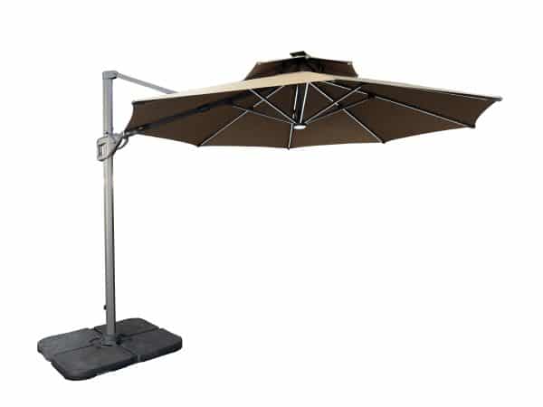 New Roma Multi-Tilt Hængeparasol Med LED Lys - Ø3.5m. - Flere farver