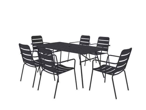item 25912,7Pcs Steel Slats Dining Set (1) item 25912,7Pcs Steel Slats Dining Set (1)