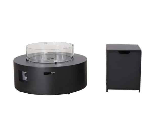 item 25921,Gas Firepit Round Table & Cylinder Storage Box;Side Table (1) item 25921,Gas Firepit Round Table & Cylinder Storage Box;Side Table (1)